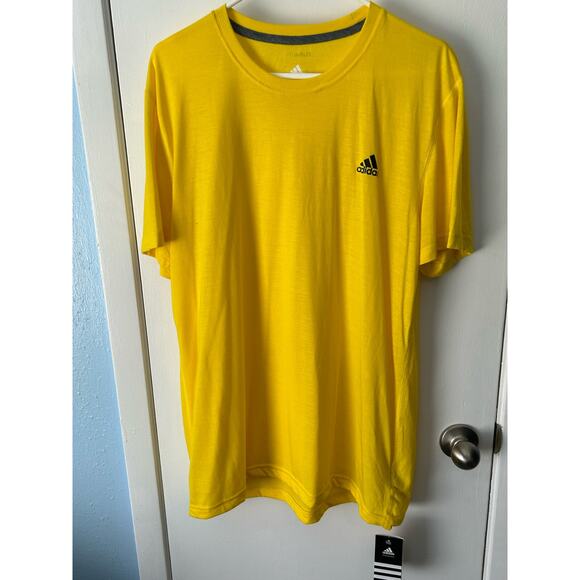Adidas Performance T-Shirt XL Yellow Climacool Athletic Workout NWT Dry Fit - Picture 1 of 7